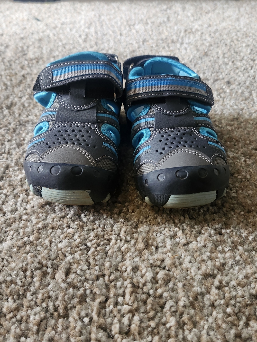Kids Gray and Teal Velcro Outdoor Sandals